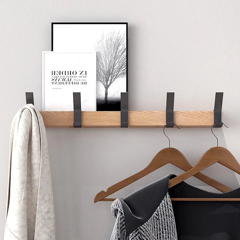 Wandkapstok Nordic van Hout met Verplaatsbare Kapstokhaken – Zwart, 40 cm, Ruimtebesparend en Multifunctioneel 1