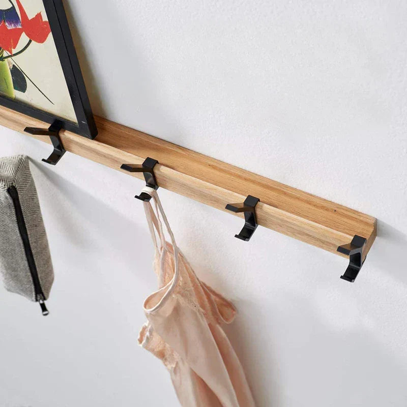 Wandkapstok Nordic van Hout met Verplaatsbare Kapstokhaken – Zwart, 40 cm, Ruimtebesparend en Multifunctioneel 2