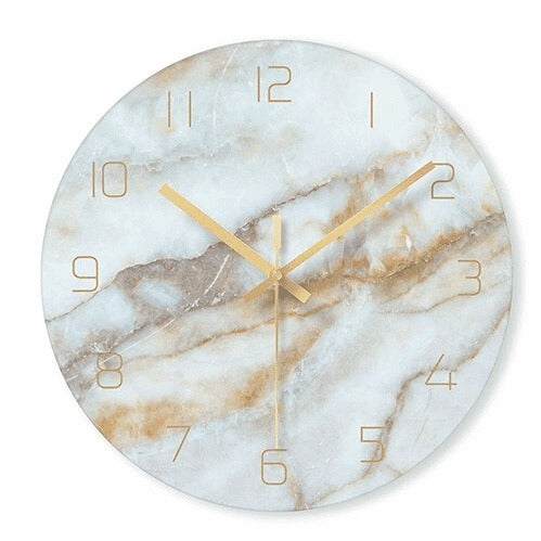 Wandklok met Marmerlook en Minimalistisch Design – 30 cm Stille Quartz Klok voor Moderne en Klassieke Interieurs 1