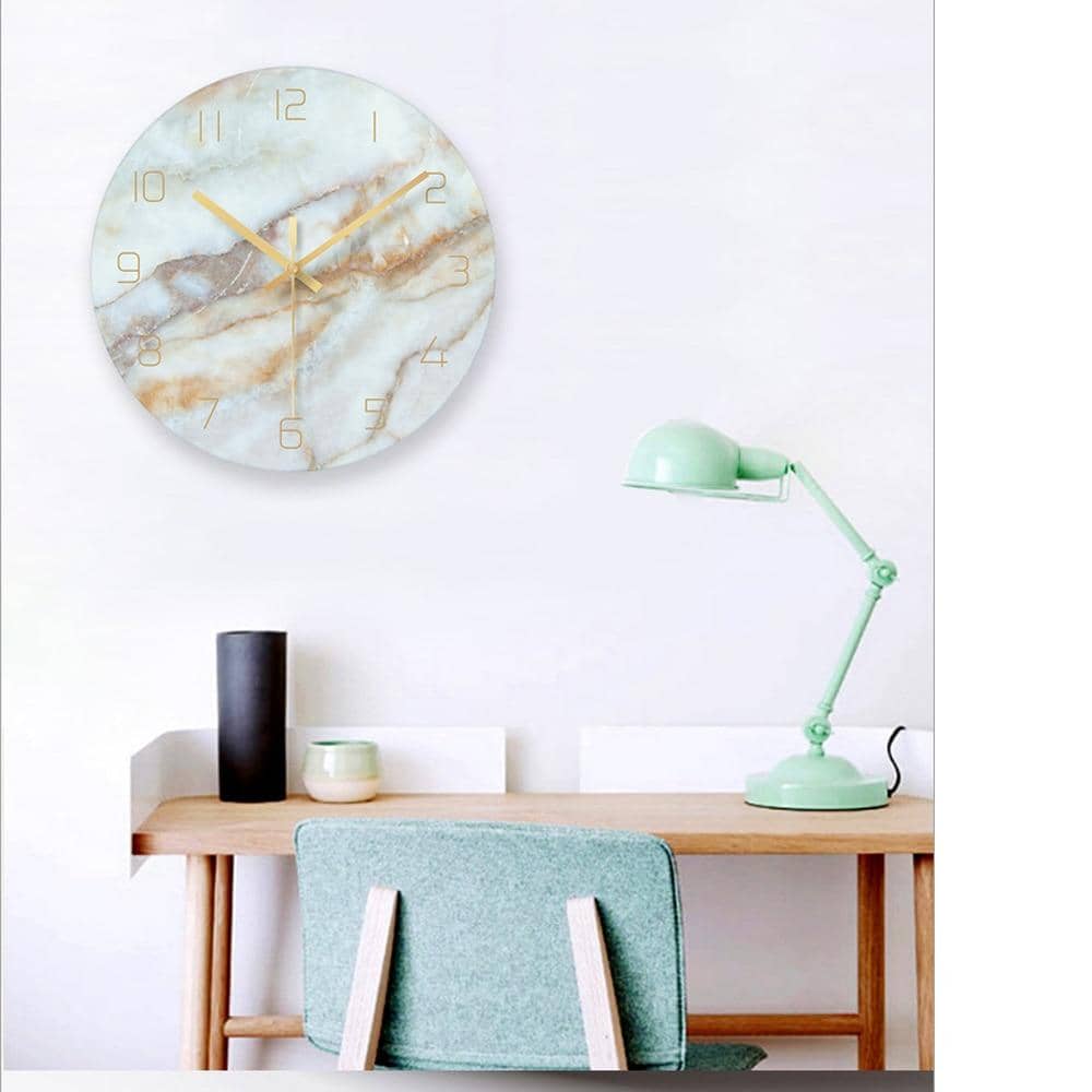 Wandklok met Marmerlook en Minimalistisch Design – 30 cm Stille Quartz Klok voor Moderne en Klassieke Interieurs 2
