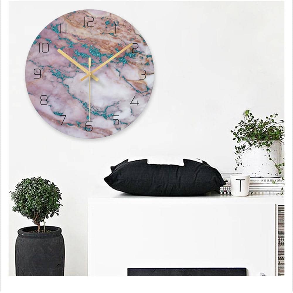 Wandklok met Marmerlook en Minimalistisch Design – 30 cm Stille Quartz Klok voor Moderne en Klassieke Interieurs 3