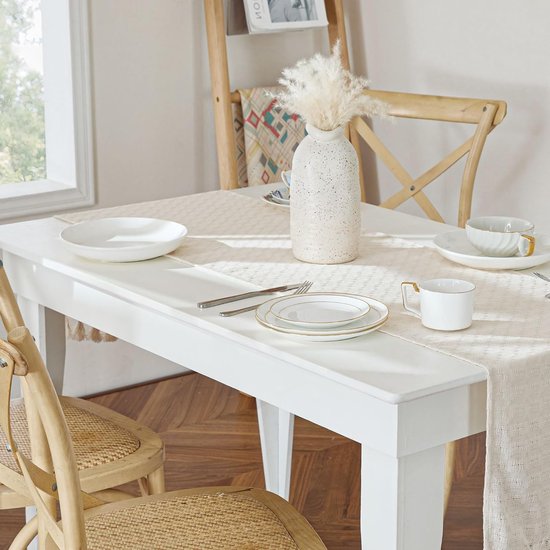 Wasbare Beige Tafelloper van Linnenlook – Geruit en Opengewerkt, 40 x 240 cm voor Woonkamer en Keuken 5