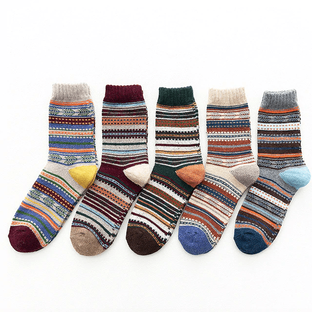 Winter Sokken Unisex met Wol en Katoen – Warm en Comfortabel met Scandinavisch Patroon – 5 Paar 3