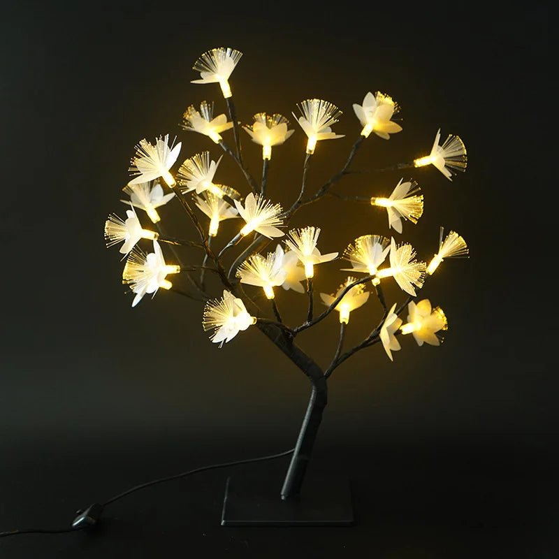 Witte Berk Glasvezel Bloem Boom Licht met Warm Wit Licht – USB en Batterij Voeding, Compact en Lichtgewicht Design 2