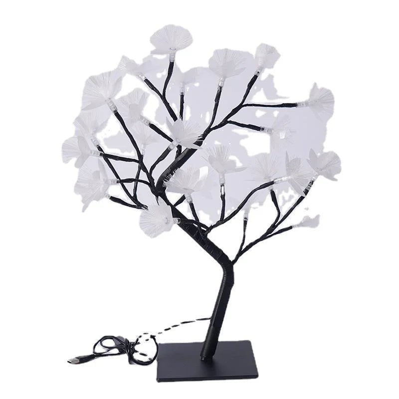 Witte Berk Glasvezel Bloem Boom Licht met Warm Wit Licht – USB en Batterij Voeding, Compact en Lichtgewicht Design 4