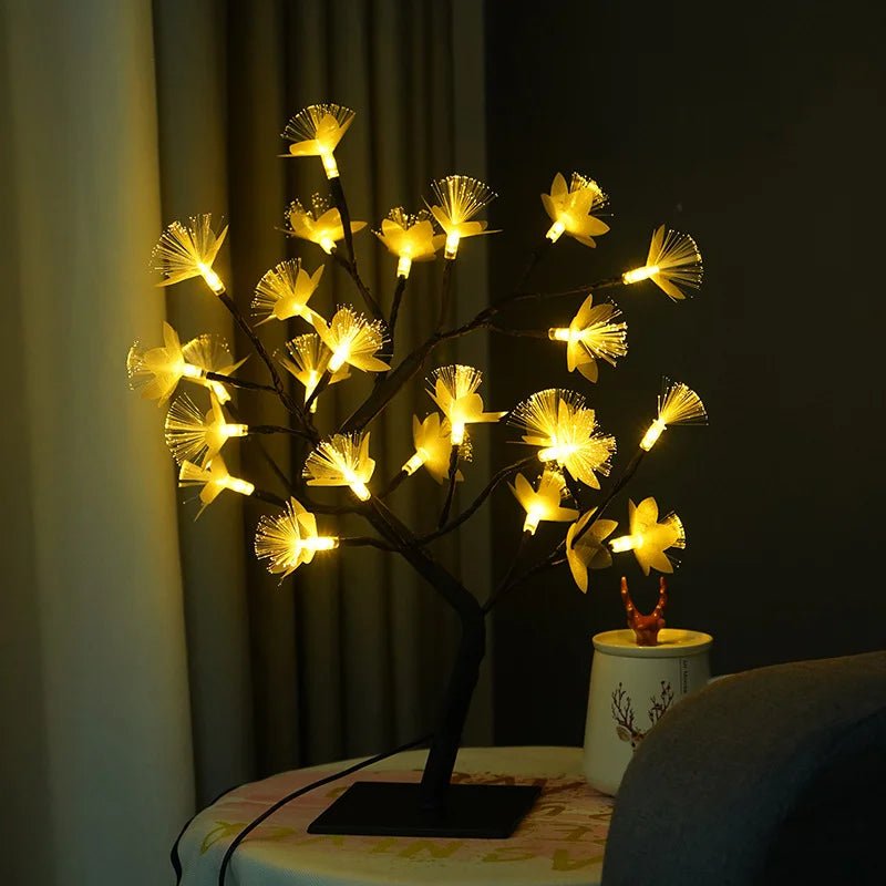 Witte Berk Glasvezel Bloem Boom Licht met Warm Wit Licht – USB en Batterij Voeding, Compact en Lichtgewicht Design 6