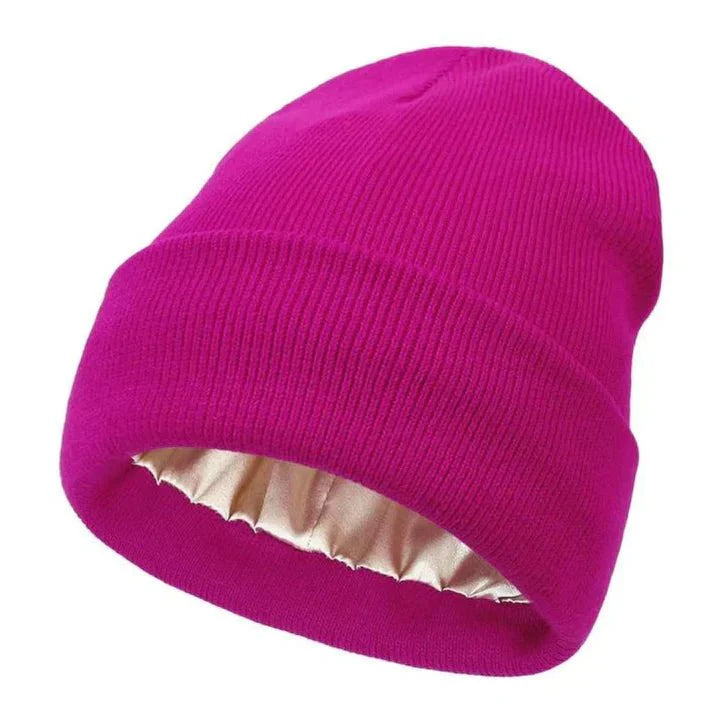 Zijden Beanie voor Winterbescherming - Pluisvrij Haar, Comfortabele en Elegante Hoed - Wol en Zijde, 22 x 23 cm 12