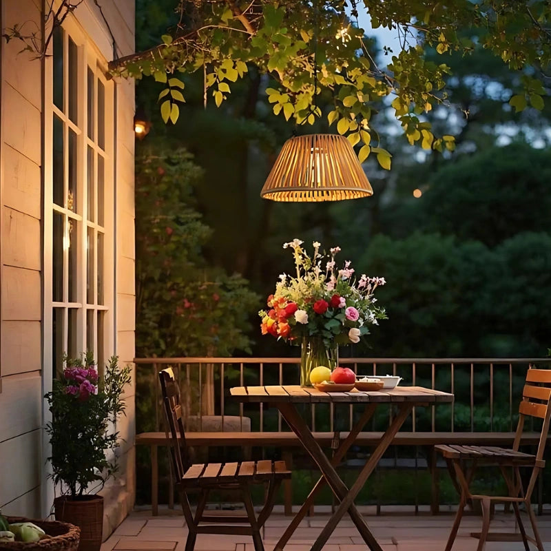 Zonne-energie Tuinlantaarn met USB-oplaadbare Back-up – Weerbestendig Faux Rattan Ontwerp met Automatische Schemeringssensor 5
