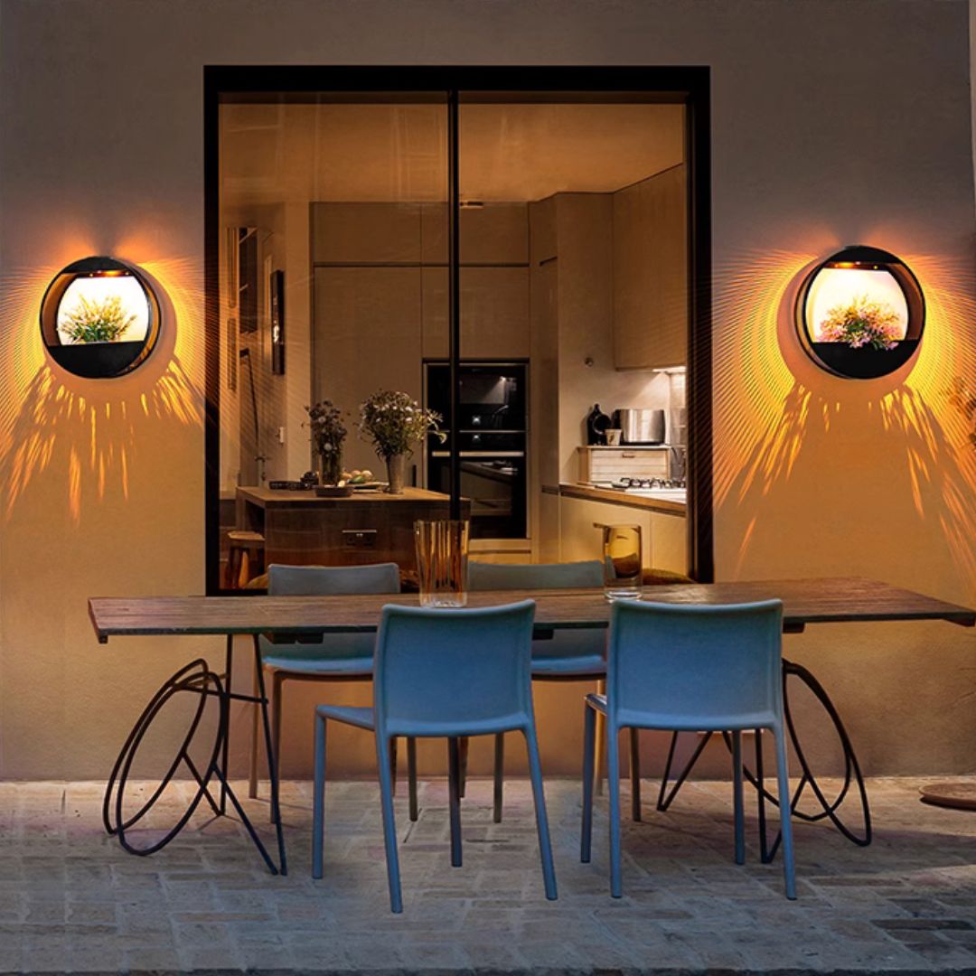Zonne-energie Wandlamp Met Bloempot - Draadloos Waterdicht Buitenlamp Met Schemersensor 6