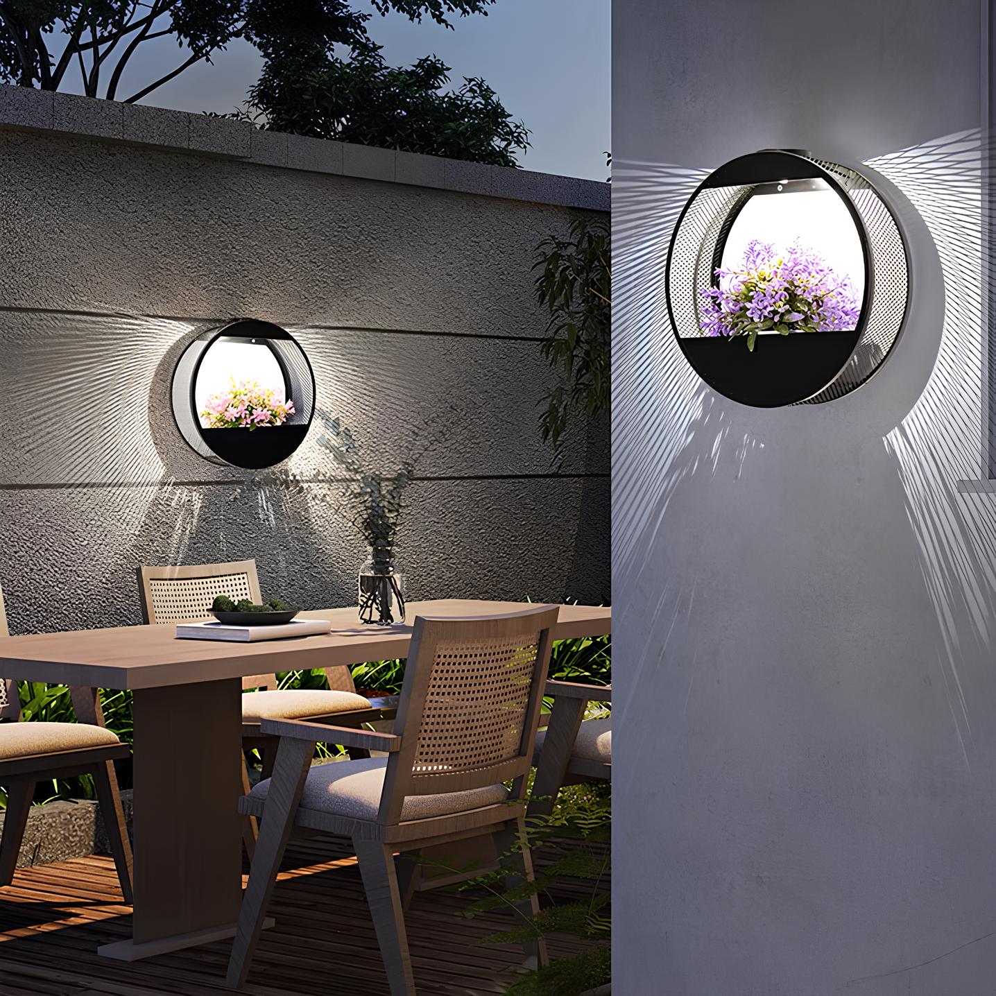 Zonne-energie Wandlamp Met Bloempot - Draadloos Waterdicht Buitenlamp Met Schemersensor 7