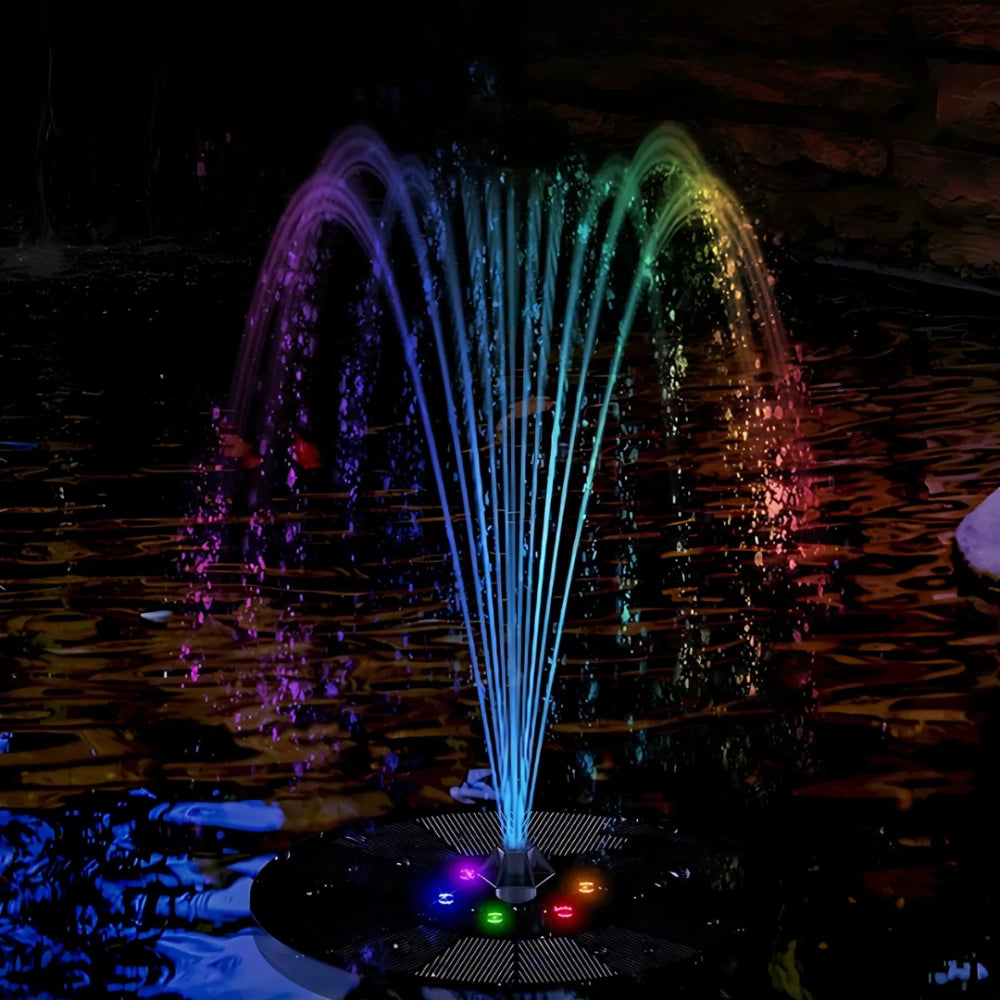 Zonne-energie Waterfontein met 7 Sproeipatronen en Automatische Verlichting voor Tuin en Terras 2