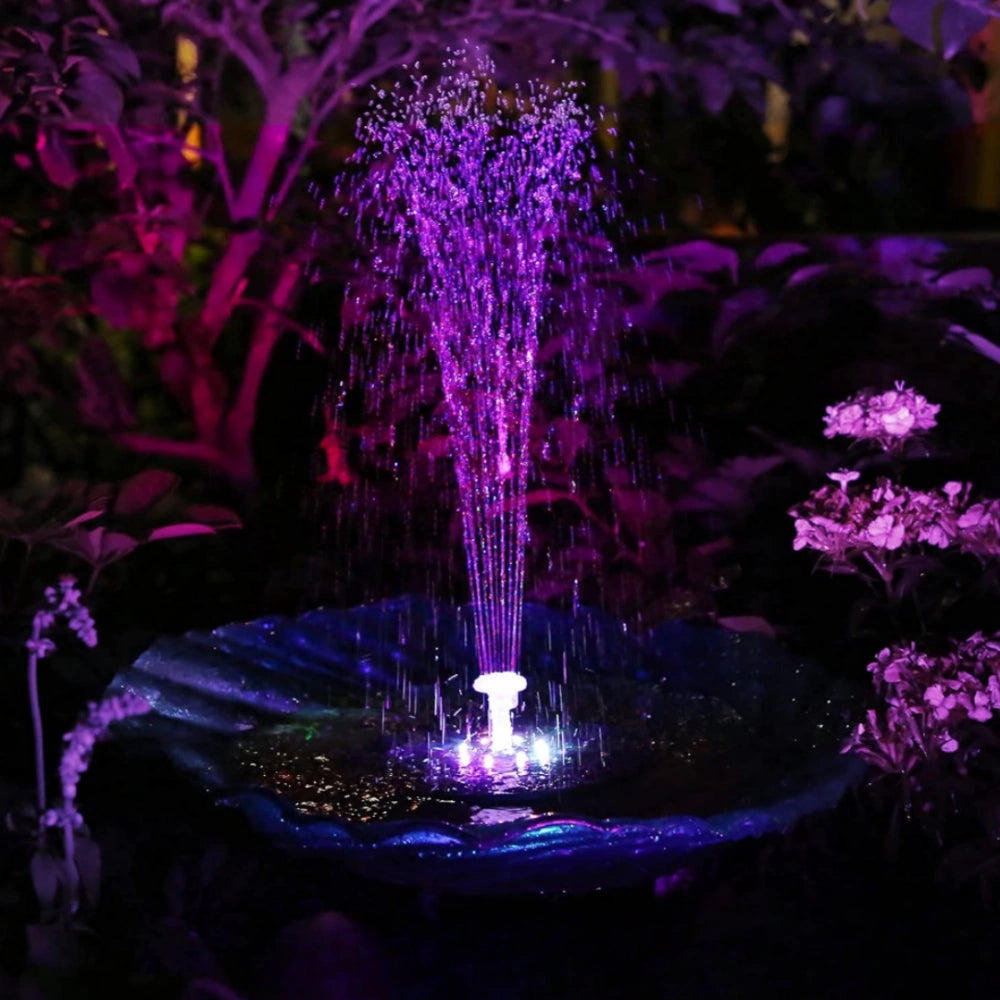 Zonne-energie Waterfontein met 7 Sproeipatronen en Automatische Verlichting voor Tuin en Terras 4