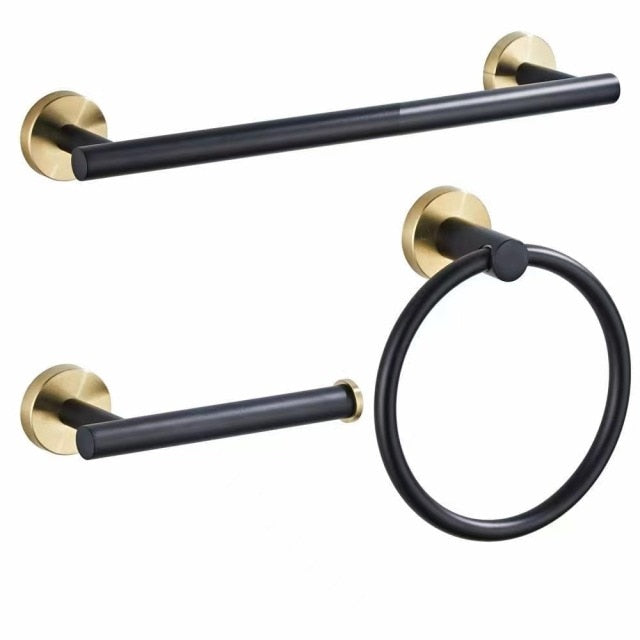 Zwart Gouden Badkameraccessoires Set van Roestvrij Staal – Luxe en Modern Ontwerp voor Stijlvolle Badkamerupgrades 12