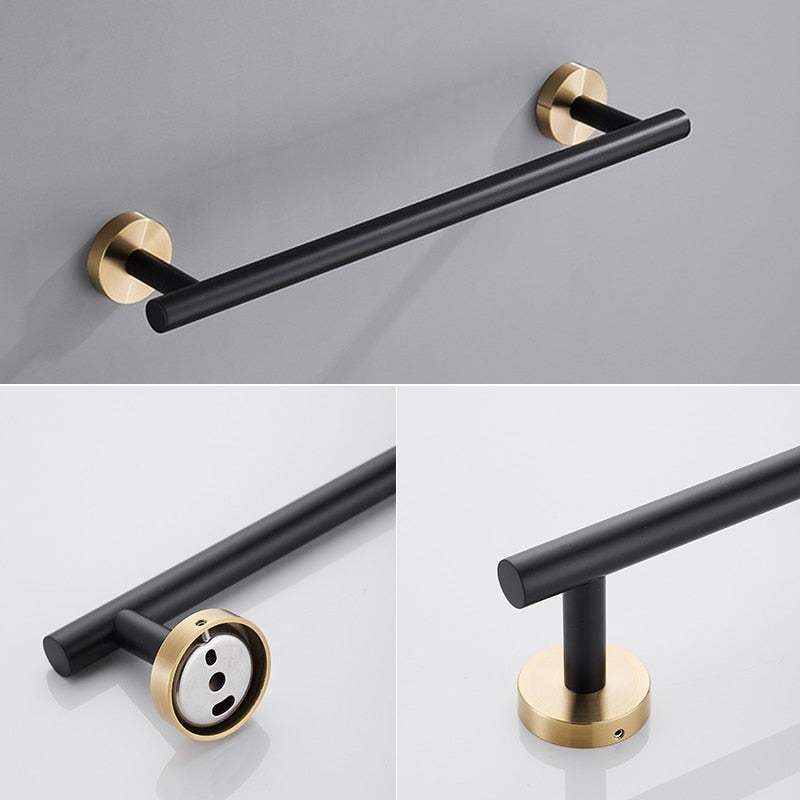 Zwart Gouden Badkameraccessoires Set van Roestvrij Staal – Luxe en Modern Ontwerp voor Stijlvolle Badkamerupgrades 8