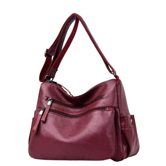 Zwarte Leren Schoudertas Dames met Verstelbare Band en Meerdere Vakken voor Elke Gelegenheid 1