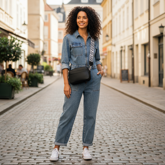 Leren Schoudertas Dames – Elegante Zwarte Crossbody Tas met Rits voor Dagelijks Gebruik