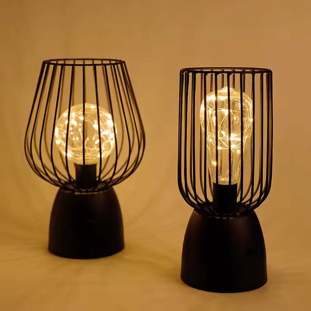 Elegante IJzeren Tafellamp op Batterijen met Warm Wit Licht – Perfect voor Woonkamer en Slaapkamer
