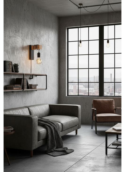 Industriële Wandlamp met Houten Accenten voor modern Interieur – Perfect voor Slaapkamer en Hal