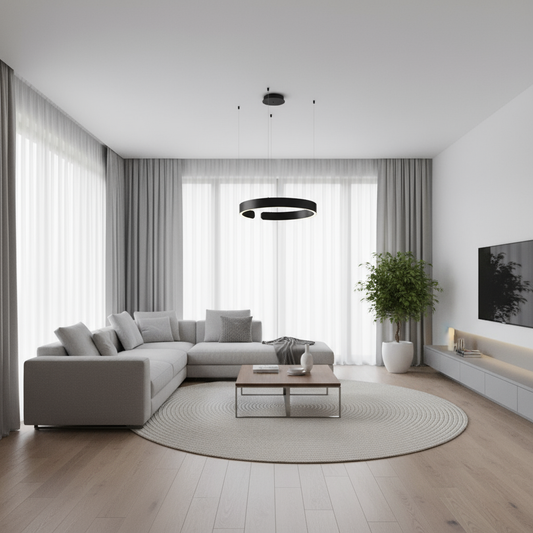 Moderne Ronde LED Hanglamp Zwart voor Eettafel en Woonkamer – Elegante Verlichting voor Stijlvol Interieur