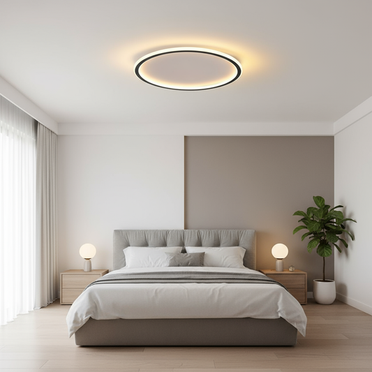 Moderne Ronde LED Plafondlamp in Zwart/Wit van Metaal en Acryl