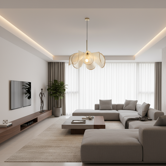 Stijlvolle Hanglamp van Linnenvezel met Verstelbare Kabel en E27 Gloeilamp