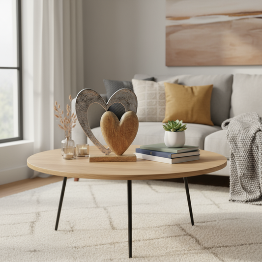 Decorative Heart Shape of Aluminum and Mango Wood – For Unique Interior Accents