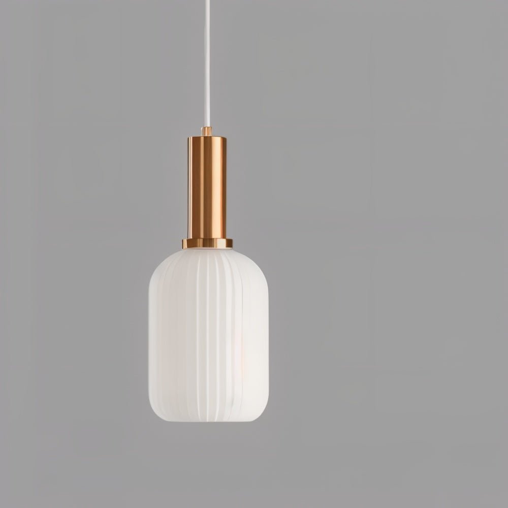 Variant image for Vetreria Hanglamp met Geribbelde Glazen Kap en Verguld Messing Accent – Elegante Woonkamer of Eetkamer Lamp-3