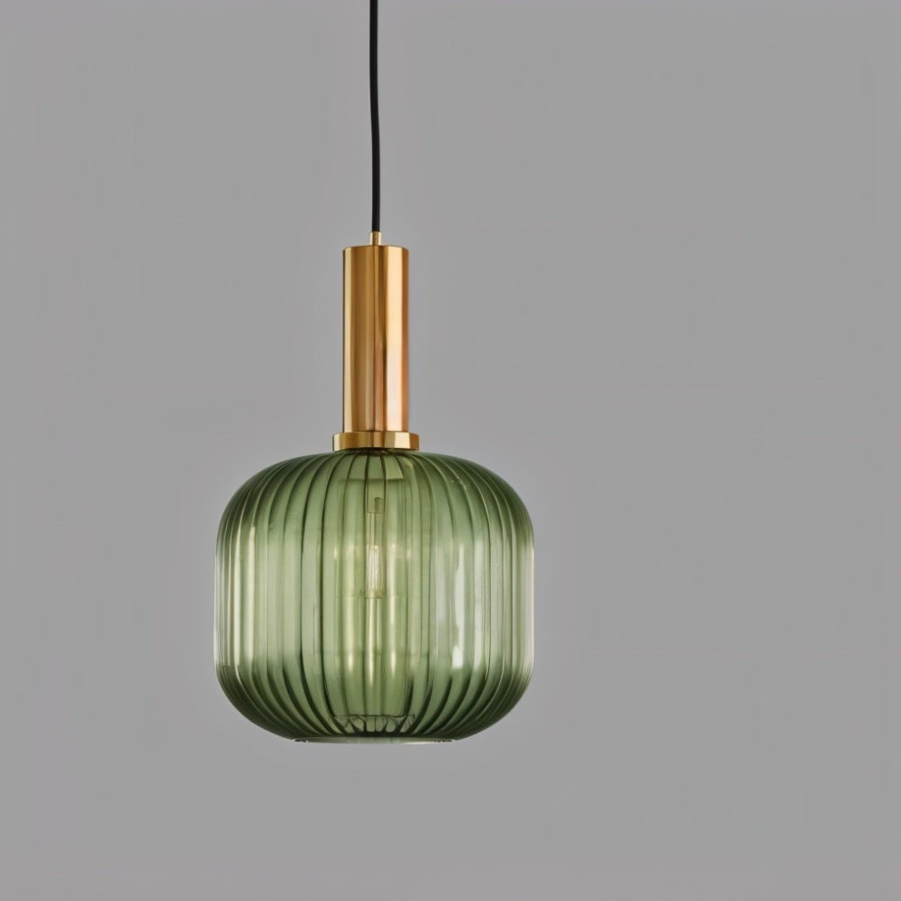 Variant image for Vetreria Hanglamp met Geribbelde Glazen Kap en Verguld Messing Accent – Elegante Woonkamer of Eetkamer Lamp-7