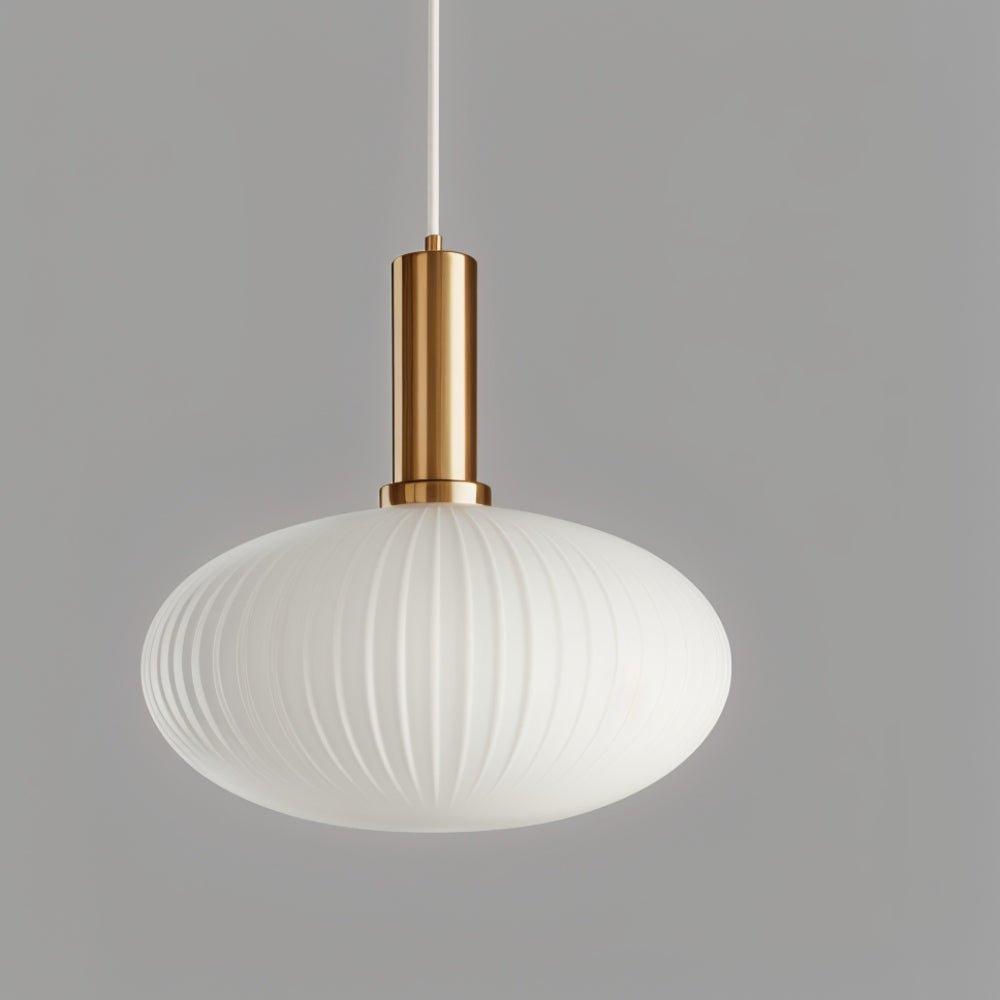 Variant image for Vetreria Hanglamp met Geribbelde Glazen Kap en Verguld Messing Accent – Elegante Woonkamer of Eetkamer Lamp-10