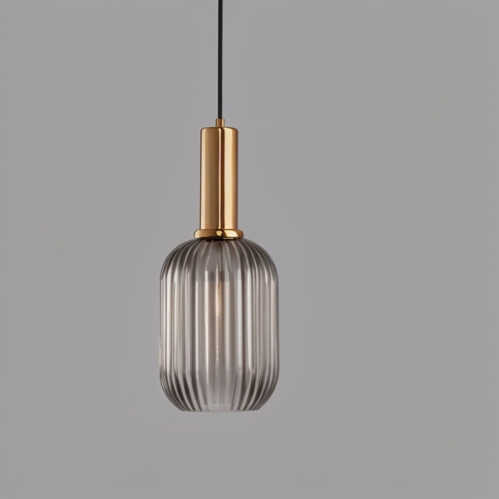 Variant image for Vetreria Hanglamp met Geribbelde Glazen Kap en Verguld Messing Accent – Elegante Woonkamer of Eetkamer Lamp-4