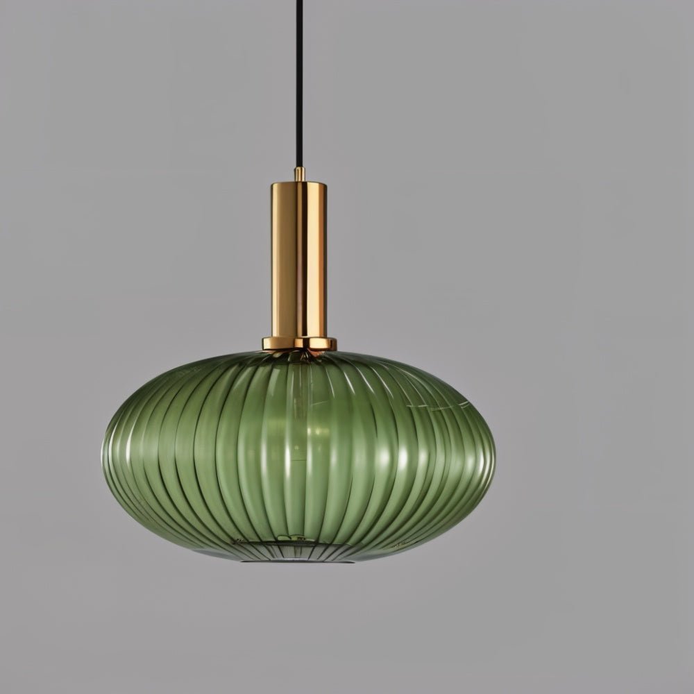 Variant image for Vetreria Hanglamp met Geribbelde Glazen Kap en Verguld Messing Accent – Elegante Woonkamer of Eetkamer Lamp-8