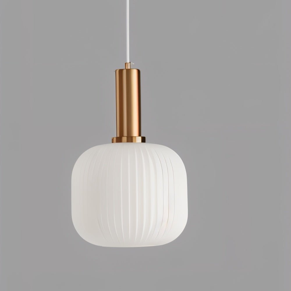 Variant image for Vetreria Hanglamp met Geribbelde Glazen Kap en Verguld Messing Accent – Elegante Woonkamer of Eetkamer Lamp-9