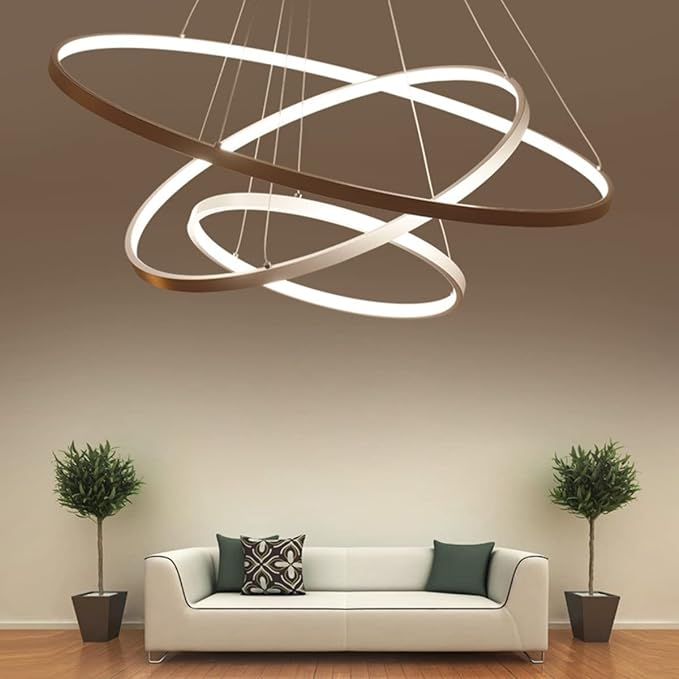 Moderne Kroonluchter in Goud of Zwart met Aanpasbare Ringen – Elegante LED Verlichting voor Woonkamer en Slaapkamer