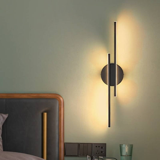 Moderne Wandlamp Zwart van Aluminium en Ijzer met LED Verlichting – Warm en Koel Wit Muurlamp voor Binnengebruik