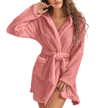 Fleece Badjas met Capuchon en Tailleband voor Dames – Zacht en Warm Ochtendjas voor Ultiem Comfort