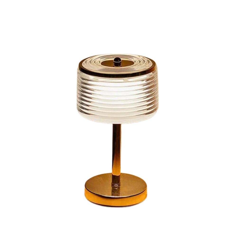 LED-Ring Tafellamp met Meerlaagse Lampenkap – Gouden Tafellamp voor Elegante Interieurs