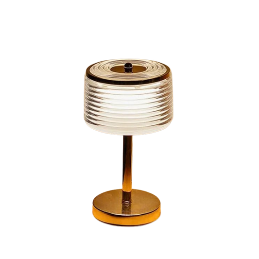 LED-Ring Tafellamp met Meerlaagse Lampenkap – Gouden Tafellamp voor Elegante Interieurs