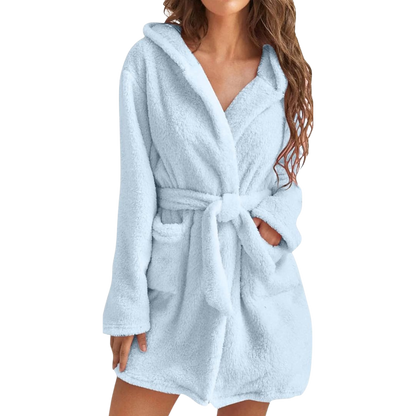 Fleece Badjas met Capuchon en Tailleband voor Dames – Zacht en Warm Ochtendjas voor Ultiem Comfort