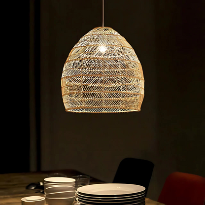 Handgemaakte Rotan Hanglamp voor Eettafel