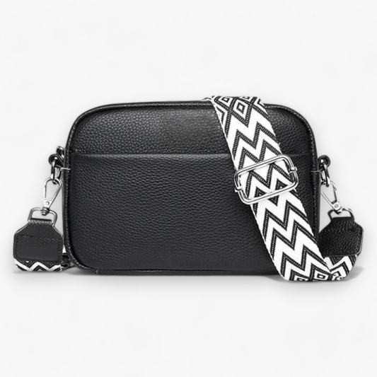 Leren Schoudertas Dames – Elegante Zwarte Crossbody Tas met Rits voor Dagelijks Gebruik