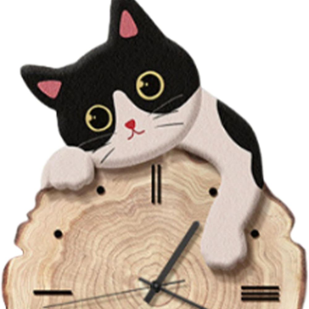 Creative Cartoon Cat Wall Clock with Swinging Tail – Silent Quartz Clock for Living Room and Bedroom Decoration