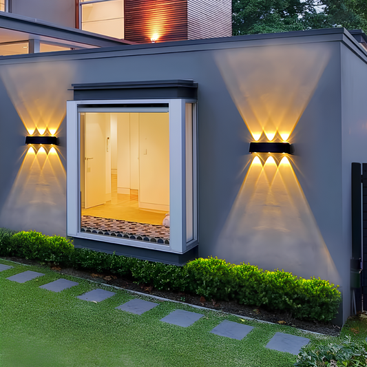 Zonne-energie Wandlamp Buiten met 6 LED-lampen – Waterdichte Buitenverlichting voor Tuin en Veranda