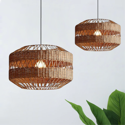 Luxe Bamboe Hanglamp voor Woonkamer en Eetkamer – Beige Verlichting met Ruime Lichtverspreiding