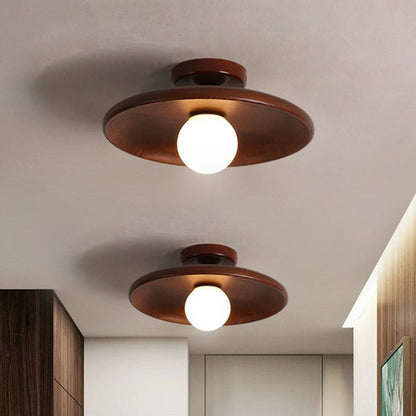 Moderne Ondiepe Komvormige Plafondlamp - LED Plafonniere met Houten Afwerking voor Sfeervolle Verlichting