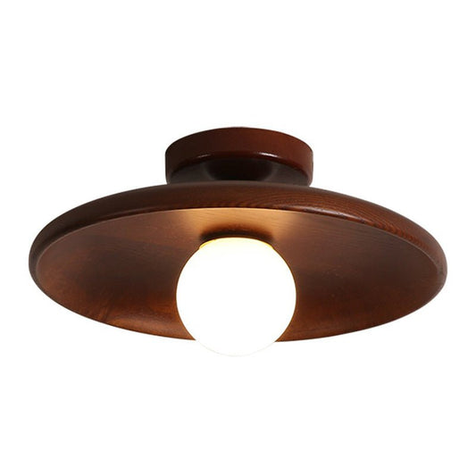 Moderne Ondiepe Komvormige Plafondlamp - LED Plafonniere met Houten Afwerking voor Sfeervolle Verlichting