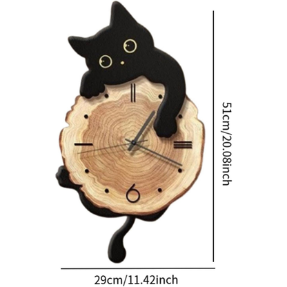 Creative Cartoon Cat Wall Clock with Swinging Tail – Silent Quartz Clock for Living Room and Bedroom Decoration