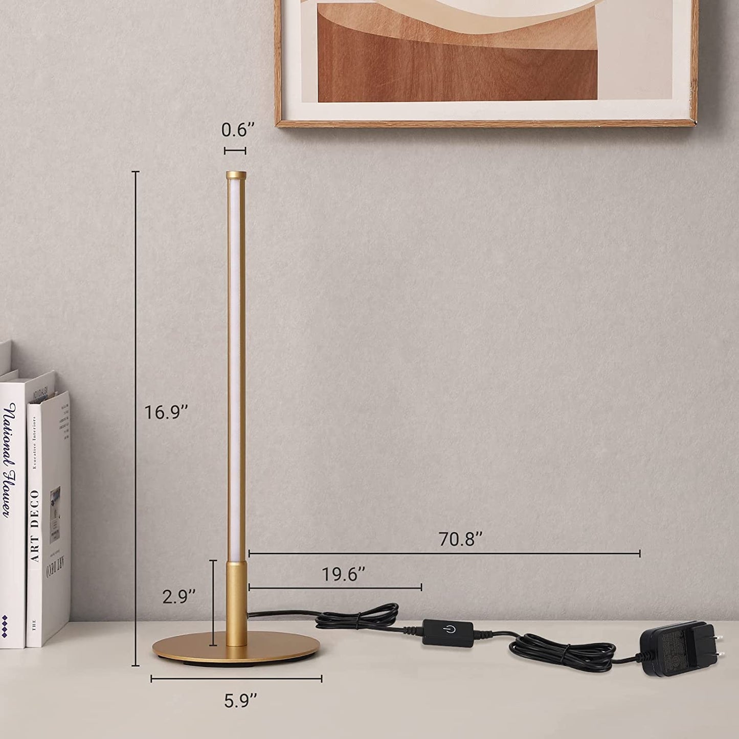 Minimalistische Gouden Tafellamp met Dimbare LED en Aanraakschakelaar – Stijlvolle Interieurverlichting voor Elke Ruimte