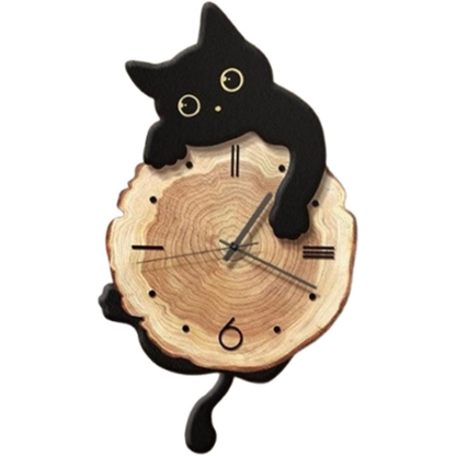 Creative Cartoon Cat Wall Clock with Swinging Tail – Silent Quartz Clock for Living Room and Bedroom Decoration