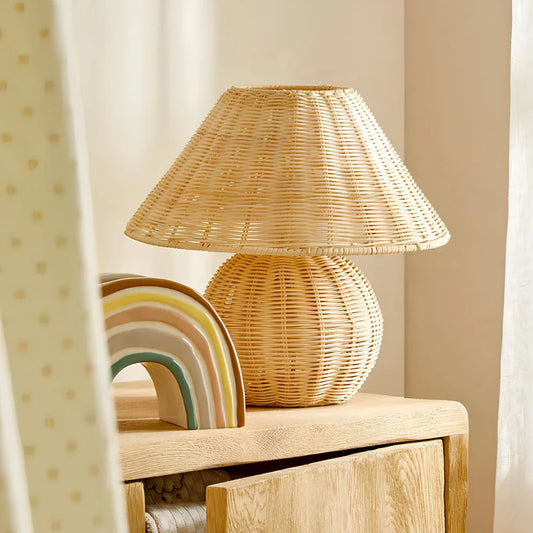 Bamboe Tafellamp met Warm Wit Licht – Handgemaakt, Duurzaam Design voor Moderne Interieurs