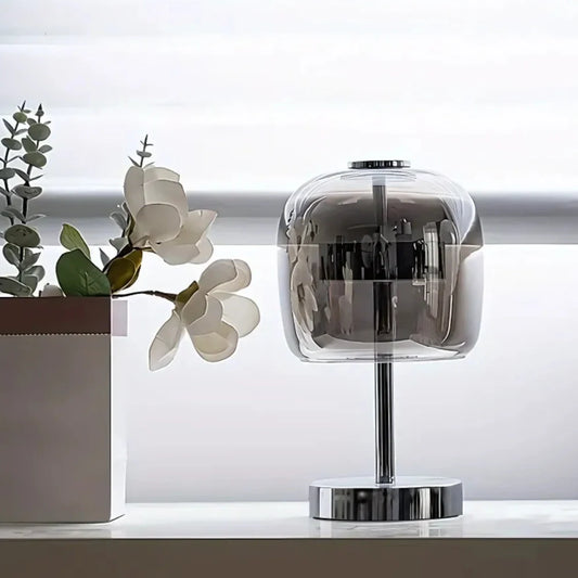 Moderne Tafellamp met Dimbare Verlichting en USB-aansluiting - Ijzer en Glas, 27x14.5x12 cm